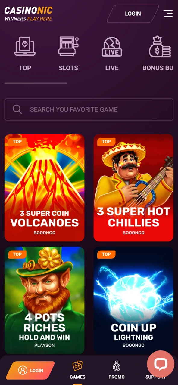 Discover the Casinonic casino section and enjoy thousands of exciting games with seamless mobile access.