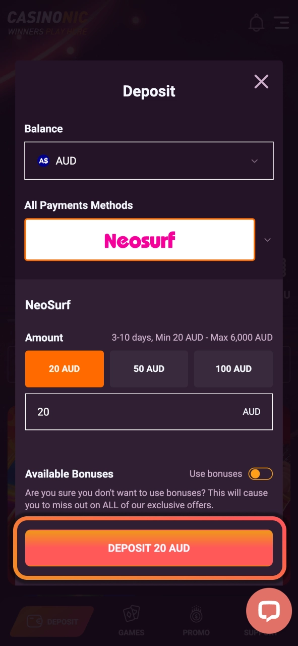 Make a qualifying deposit at Casinonic and unlock bonus rewards for eligible gameplay.
