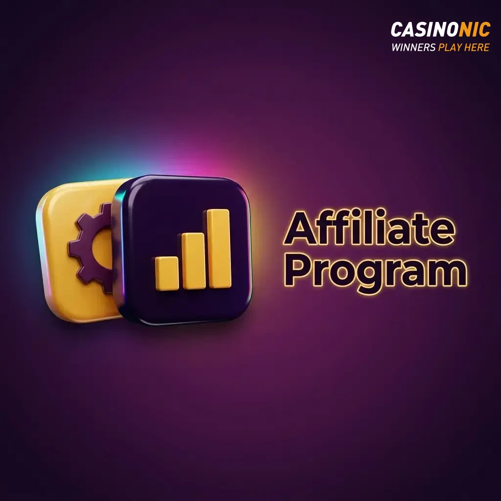 Casinonic affiliate program dashboard showing up to 40% revenue share commission structure for partners.