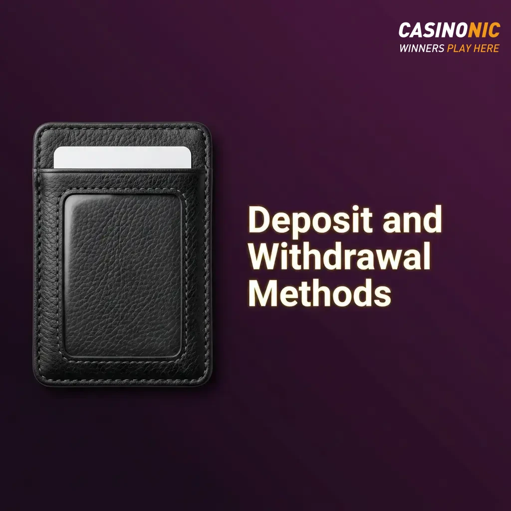 Casinonic deposit and withdrawal methods including Visa, Mastercard, crypto, and voucher options for Australian players.