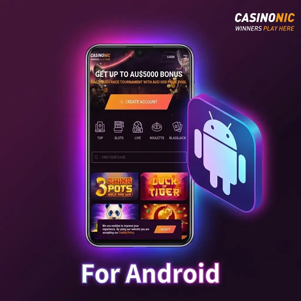 Casinonic Android app APK download and installation guide for devices running Android 5.0 or higher.