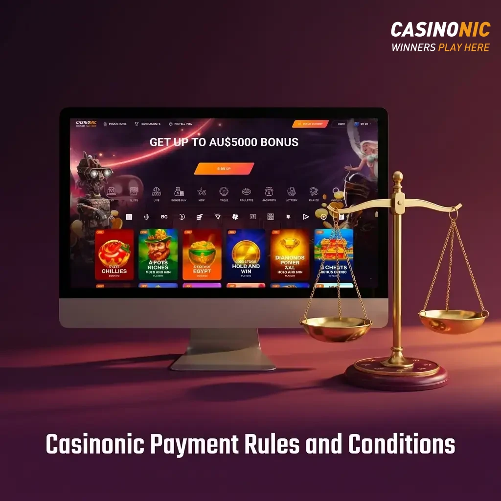 Casinonic payment rules covering verification, limits, bonuses, and crypto conversion for Australian users.
