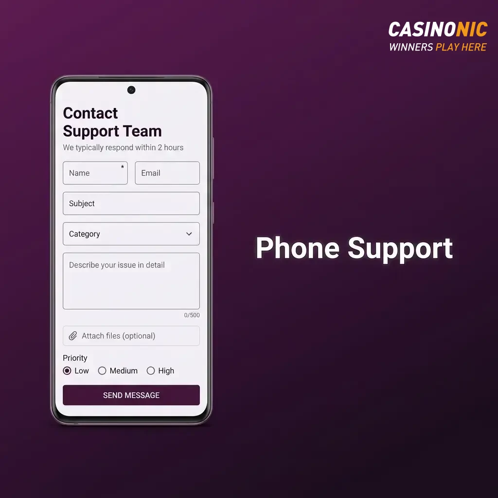 Casinonic phone support helpline for account issues, payment disputes, and identity verification in Australia.