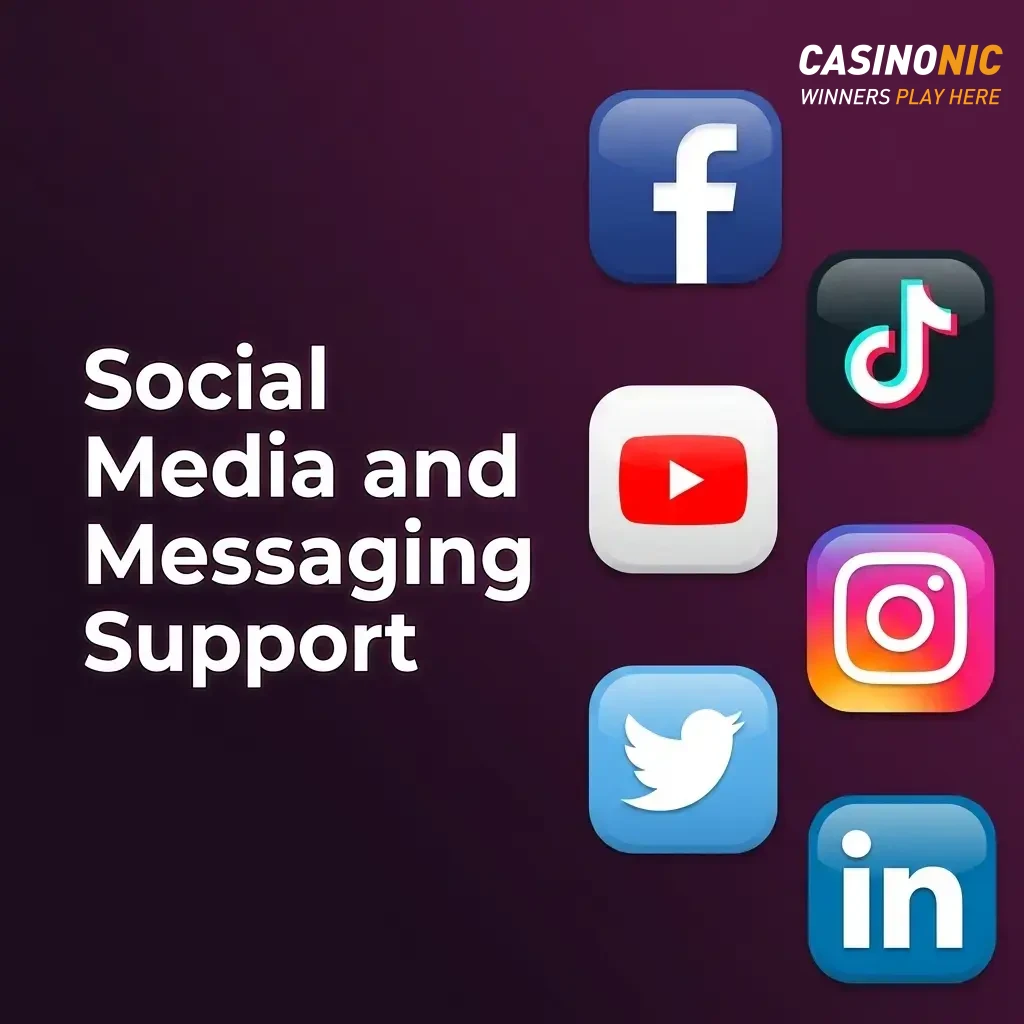 Casinonic customer support available via Telegram, Facebook Messenger, Twitter and WhatsApp for queries and feedback.