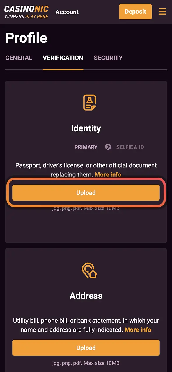 Verify your identity on Casinonic and unlock secure withdrawals without account restrictions.