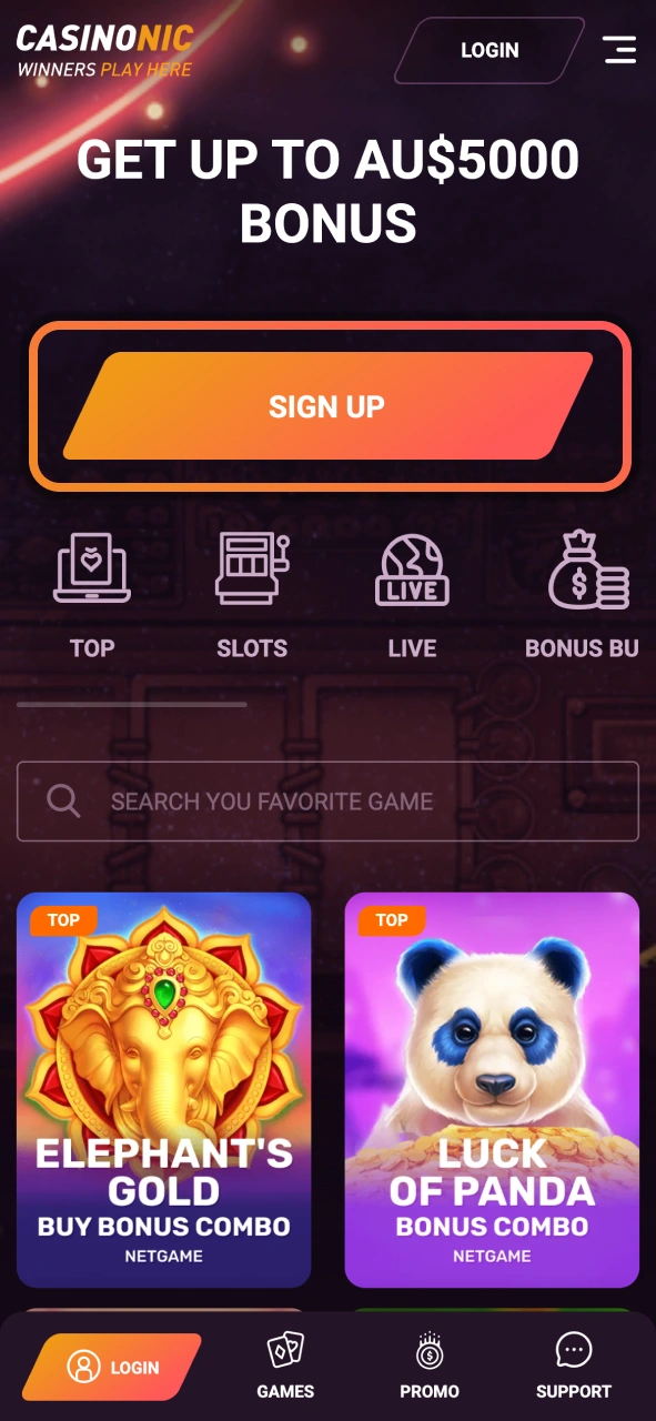 Open the Casinonic sign up form and start creating your account with secure email registration.