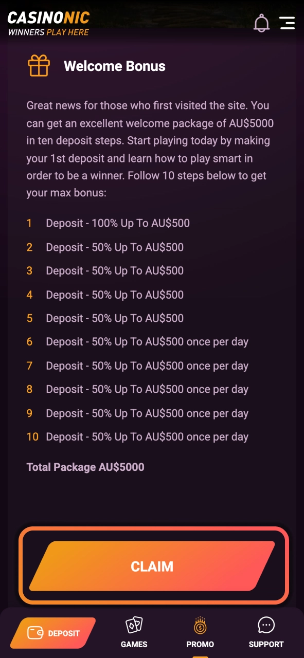 Claim bonuses on Casinonic and boost your slot session with extra credits and rewards.