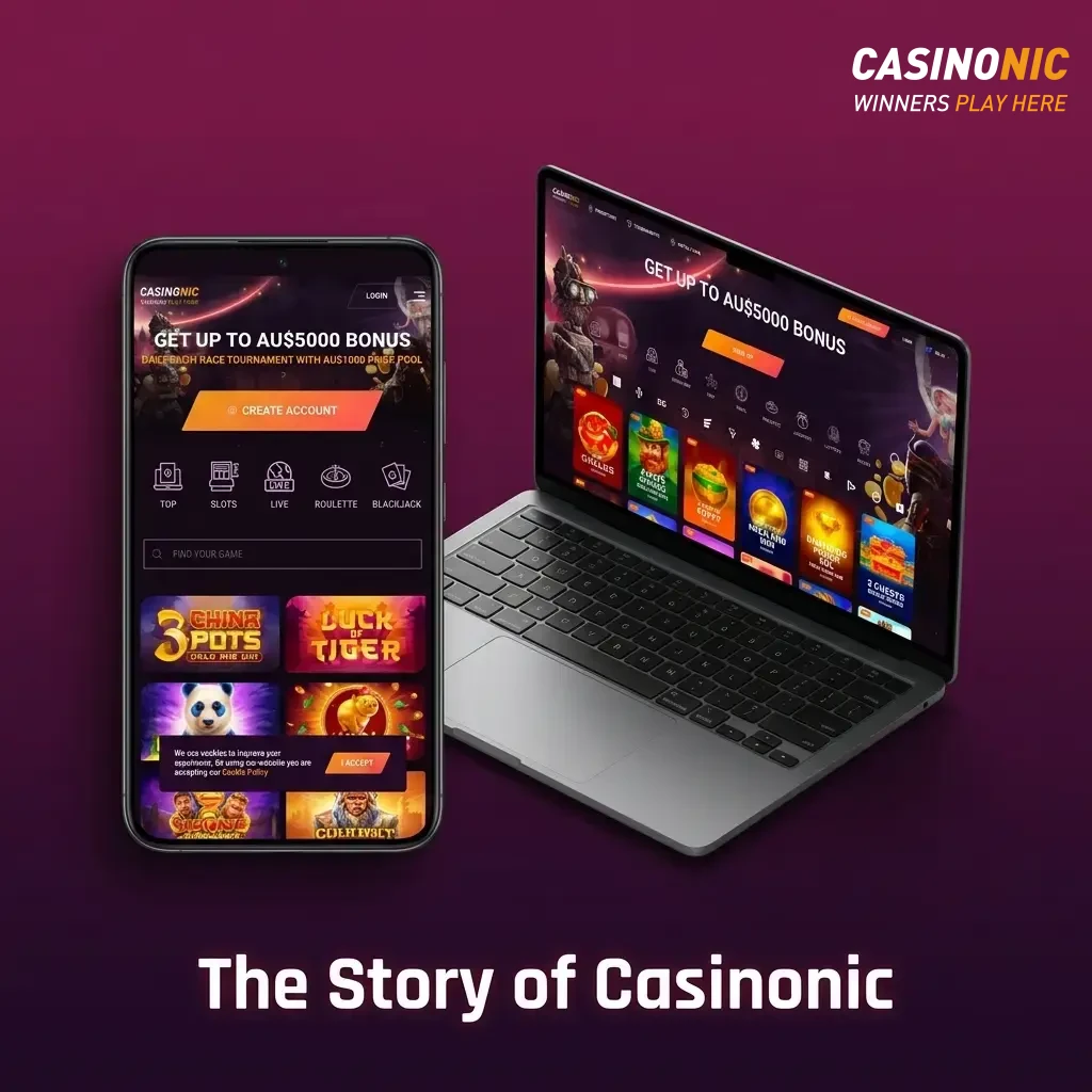 Casinonic online casino platform founded in 2020, licensed under Curacao eGaming, serving Australian players.