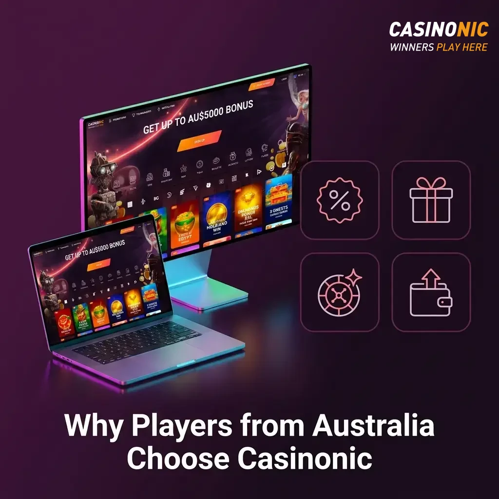 Australian players choosing Casinonic for AUD support, local payments, 3000+ games, and generous welcome bonuses.
